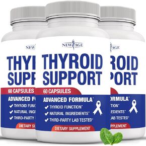 Thyroid Support Supplement for Women & Men with Iodine, B12, Zinc, Selenium, Ashwagandha, Bladderwrack, Turmeric, Schisandra - Non-GMO, Vegetarian - 120 Count