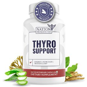 دعم Thyro - مكملات الغدة الدرقية مع السيلينيوم ، BladderWrack & Zinc - Thyroid Health for Women & Men - Vegan ، Non GMO ، Gluten Free - 120 Capsules