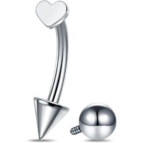 Aumeo Titanium Eyebrow Rings 16G Curved Barbell Piercing Jewelry Heart Star Vertical Labret Lip Jewelry Daith Rook Earrings for Women Men 8mm 10mm in Kuwait