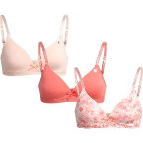 Limited Too Girls' Bras - 3 Pack Lightweight Wireless Microfiber Bras for Girls, Seamless Molded Everyday Bra (30A-34A)