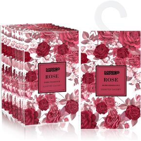 MYARO 12 Packs Large Rose Scented Sachets Bag Hanging Closet Deodorizer Air Freshener, Fresh Scents Long Lasting Potpourri Bags Smell Goods for House