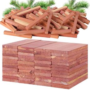 100 PCS Cedar Clocks لتخزين الملابس العطر الطبيعي ألواح خشبية رقائق الأرز مع الكرات/العصي لخزانة الجدار المطبخ وملحقات الدرج (الكتل والعصي)
