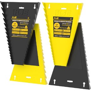 KJE 4Pack Magnetic Wrench Organizer, 64-Slot Wrench Rack Tool Trays, Magnetic Wrench Set Holder SAE(1/4" - 1-1/16") and Metric(6MM-24MM)
