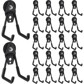 Landhoow 6 Pcs Magnetic Hooks Heavy Duty Large Garage Magnet Hooks Strong Storage Utility Magnetic Hooks with Anti Slip Rubber Coating for Indoor and Outdoor Hanging (Black)
