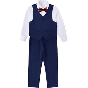Boys Suit Formal Kids Wedding Outfit 3 Piece Slim Fit Boys Suit Vest Pants Shirt Set with Tie