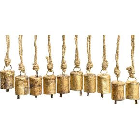 Set of 10 Pieces Metal Hanging Christmas Bells | Christmas Ornaments Set Vintage Christmas Decor for Tree – Gold Rustic Chime Jingle Bell Cow Bells Christmas Tree Decoration Hanging Bell Sleigh Bells