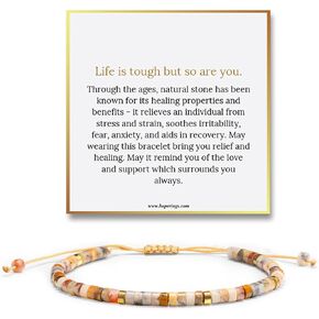 Hope Rings - Life Is Tough But So Are You Bracelet - Inspirational Bracelets for Women - Strong Women Gifts Stone Bracelet - Inspirational Jewelry for Women - Cheer Up Gifts for Women