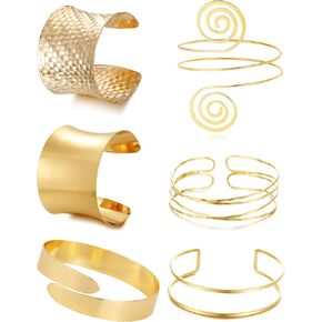 BROCC 6PCS ARM CUFF BAND ARM BAND BACKELTS GOLD CUFF للنساء لإسورة أغطية الذراع العلوية للنساء