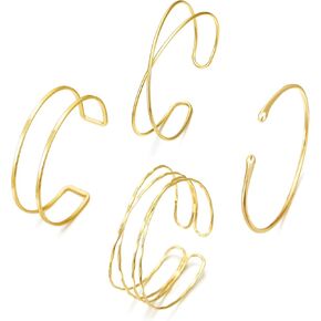 COLOYAN 4PCS Gold Arm Cuff for Women Upper Arm Bracelets Adjustable Minimalist Coil Armbands