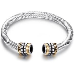 Cable Bracelets for Women Cuff Bracelets Two Tone Bracelets for Women Mixed Metal Bracelet Designer Dupes Gold and Silver Bracelet Designer Look Alike Jewelry