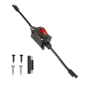 Inline 12V Power Switch with IP67 Waterproof Rating, 14AWG SAE Cable with ON/Off Switch, Quick Connect/Disconnect Snap, SAE Converter Cable for Solar Panel, Motorcycle, RV, Camp Trailer