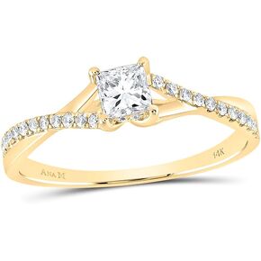Jewels By Lux 14kt Yellow Gold 1/2 Cttw Diamond Ana M and 1/3ct No Halo Wedding Engagement Anniversary Ring, Women Size: 5-9