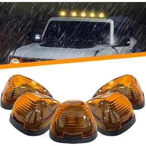 5 PCS Cab Roof Marker Lights w/ 10 LED Amber Roof Top Lamp Running Light Replacement Compatible with Ford 1999-2016 F150 F250 F350 F450 F550 Super Duty Pickup Trucks SUV