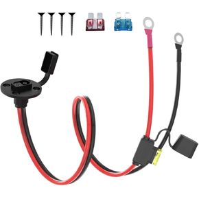 SAE to O Ring Terminal Harness, 14AWG 2FT SAE Battery Connector 2 Pin Quick Disconnect Plug Cable with 10A 15A 20A Fuse, Compatible for Motorcycle Cars RV