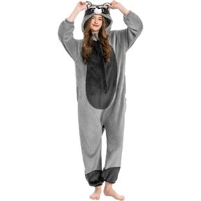 OLAOLA Adult Onesie, Flannel Unisex Animal Pajamas, Plush One Piece Sleepwear Cosplay Party Costume