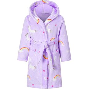 Girls Fleece Hooded Robes, Kids Soft Premium Fuzzy Bathrobe for Gifts, 2-12 Years in Kuwait
