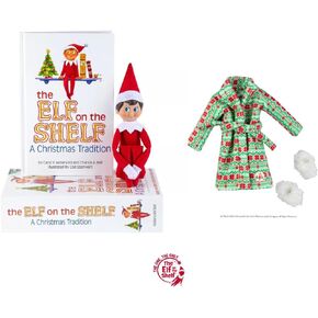 The Elf on the Shelf Holiday Christmas Box Set – Includes Scout Elf, Book, Holiday Robe and Slippers (The Elf on the Shelf® - Girl Dark Tone + Robe and Slippers)