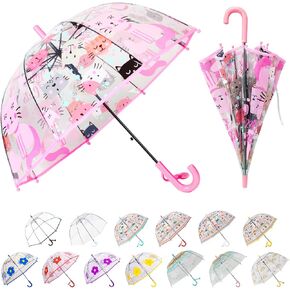 LLanxiry Umbrella Kids Clear Bubble Auto Open Umbrellas for Rain Children's Safe Transparent Dome Waterproof Stick Lightweight Umbrella for Boys Girls
