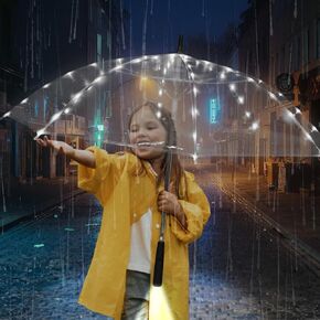 LED transparent luminous umbrella with flashlight creates dreamy atmosphere for you,light up umbrella is suitable for birthday, wedding and Christmas party (Multicolored light)
