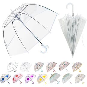 LLanxiry Umbrella Kids Clear Bubble Auto Open Umbrellas for Rain Children's Safe Transparent Dome Waterproof Stick Lightweight Umbrella for Boys Girls