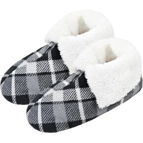 Panda Bros Men's Slipper Socks, Winter Non-Skid Warm Slipper Booties, Cozy Soft Indoor Socks with Fluffy Sherpa Lined