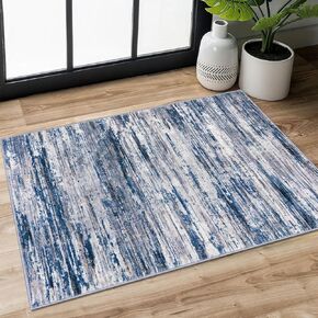 2x3 Navy Blue Gray Multi Modern Abstract Bruck للدخول ، وسجاد منطقة صغيرة ناعمة ، وسجاد المطبخ غير القابل للانزلاق ، وسجينة منخفضة للبريد ، وجامب الباب الداخلي ،