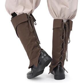 KUOIN Renaissance Linen Boots Covers, Medieval Pirate Shoes Costume Accessories