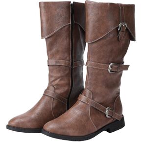 Mens Renaissance Vintage Boots Medieval Cosplay Vintage Boots Halloween Viking Pirate Riding Boots