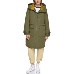 Andrew Marc Women's Gemas Hooded Transitional Water Resistant Parka Trench Coat