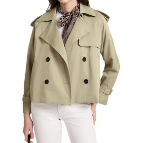 PEHMEA Women's Crop Double Breasted Trench Coat with Pockets, 2025 Spring Casual Trendy Work Office Travel Short Jackets
