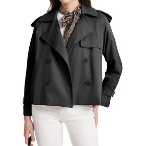 PEHMEA Women's Crop Double Breasted Trench Coat with Pockets, 2025 Spring Casual Trendy Work Office Travel Short Jackets in Kuwait