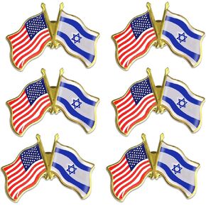 American US Israel Friendship 6/12/50/100 Pack Flag Pins - 1.5' Patriotic USA Support Israeli Badge Souvenirs - I Stand with Israel