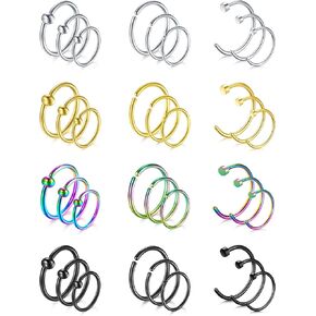 Tokring 18G 20G 22G RINGS HOOPS RINGS STIST STIRMS for Vase Percings Surgical Steel Defice Jewelry for Women Men