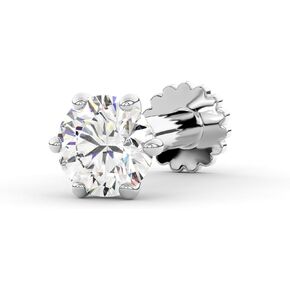14K الذهب الأبيض الماس أنف و Labret Monroe Piercing-6 شق المسمار الخلفي حلق ل tragus ، الحلزون ، الشفاه ، الفص-جوهرة اللون F-G للجنسين F-G