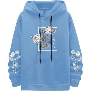 SOLY HUX Men's Floral Print Casual Graphic Hoodies Drawstring Long Sleeve Pullover Sweatshirt