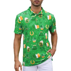 Mens Polo Shirts Short Sleeve Print Golf Shirts Gifts for Men