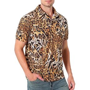 Funny World Men's Animal Print Polo Funny Golf Shirt Short Sleeve Costumes for Adults