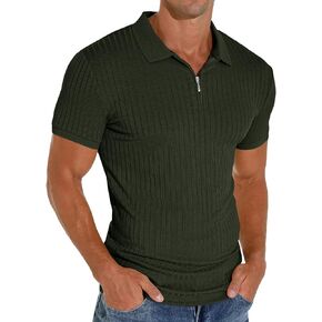 Askdeer Men's Polo Dorts Slim Fit FIT/Long Sleeve Szipper Polo T Shirt قميص غولف قميص كلاسيكي كلاسيكي