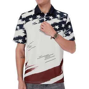 Zando Mens Striped Polo Shirts for Theme Short Sleeve Mardi Gras Shirt Golf Rainbow Pride Shirt Men American Flag Shirt