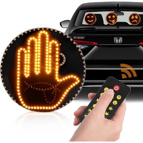 Hand Gesture Light for Cars, 4 Emojis and 4 Gestures LED Car Sign, [11 Modes Options & Remote Control] Road Rage Hand LED Sign for Cars