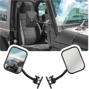 Compatible with Jeep Mirrors Doors Off - 2PCS Car Side Mirror with Adjustable Design for Wider Vision - Car Accessories Car Side View Mirror Compatible with Jeep Wrangler TJ JKU JK