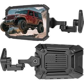 JOYTUTUS Wrangler Mirrors Doors Off or Doors On with Integrated Spot Light Mount Compatible with Wrangler TJ JK & Unlimited 1997-2018, Side Mirrors Wider View No Vibrate & Wobble