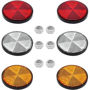 Universal Reflector 6PCS Plastic Screw Mount Reflective Warning Reflectors Apply to Motorcycle Scooter Mopeds