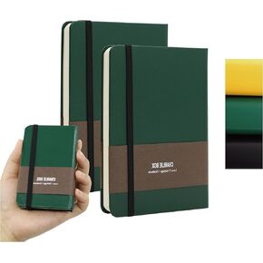 Tunjilool A7 دفتر الملاحظات ، 2Pack Journal Leather Hardcover 192 صفحة سميكة ورق مع 80GSM أفقي محكم مع شريط مرن وجيب داخلي للكتابة والرسم