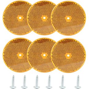 6 Pack White Round Reflector, Front Reflector with Mounting Screw, Safety Reflectors for Driveway, Trailer, Posts