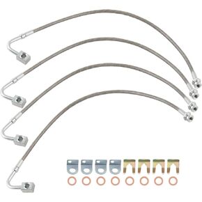 maXpeedingrods Extended Brake Lines for Jeep Wrangler JK 2-Door 4-Door 2007-2018, JK JKU 2WD 4WD for 4-6" Lifts, Front & Rear Stainless Steel Braided Brake Lines