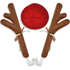 EcoNour Car Reindeer Antlers & Nose for Christmas | Decoration Kit with Reindeer Antler, Jingle Bells & Nose | Horns Set Made of Sponge Stuffings | Rudolph Car Decoration for Christmas