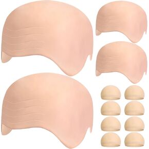 ICEYYYY 12 PCS CAPS HALLOWEEN BALD CAP ، CAPEUP CAP مع 8 PCS CAPS ، ملحقات أزياء رأس الصلع للرجال نساء