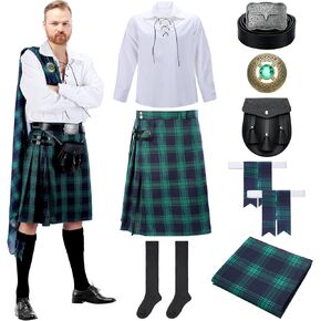 8 Pcs Scottish Tartan Kilt Accessories Scottish Kilts for Men Wedding Beltane Celtic Festivals Highland Games