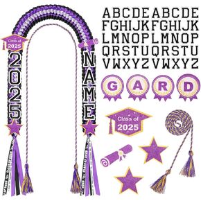 Juexica Graduation Lei Class of 2025,graduation Ribbon Money Lei Personalized DIY Name Braided Necklace with Tassel for Congrat Grad Party Gift Accessories Women Men